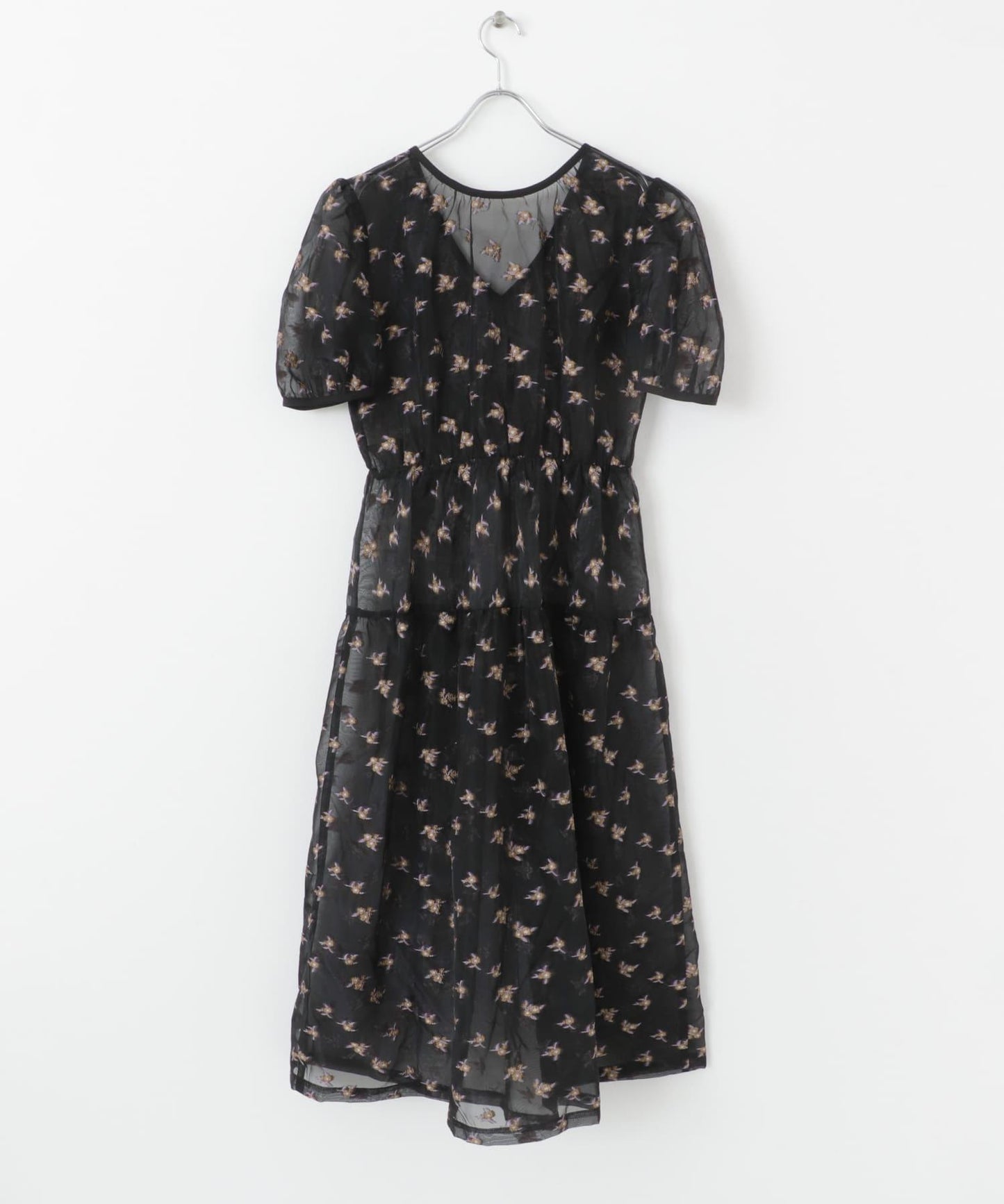 透視提花連衣裙