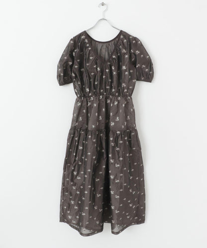 透視提花連衣裙