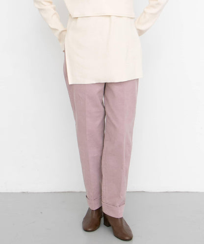 燈芯絨翻邊長褲∴