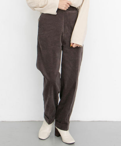 燈芯絨翻邊長褲∴