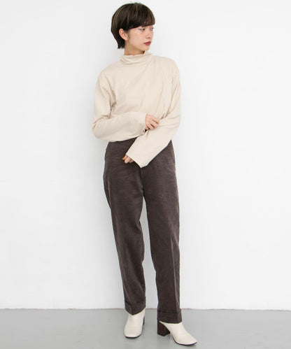 燈芯絨翻邊長褲∴