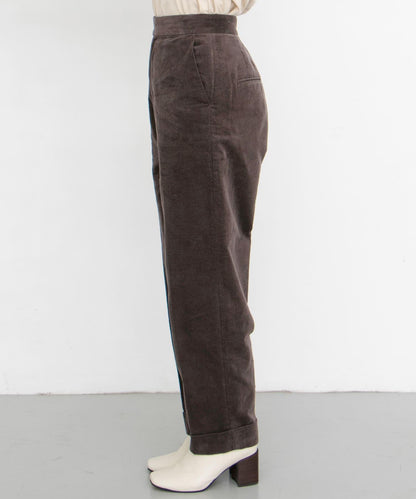 燈芯絨翻邊長褲∴