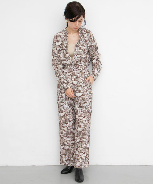 town印花連體褲∴