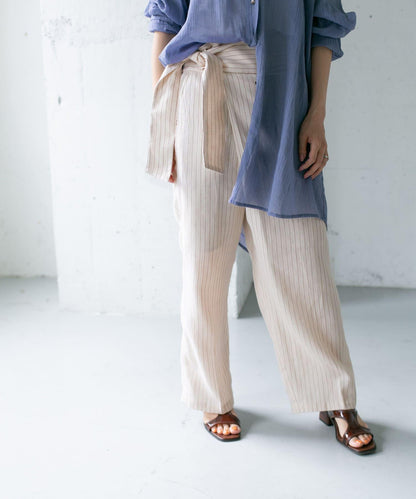 亞麻混紡裹身褲∴