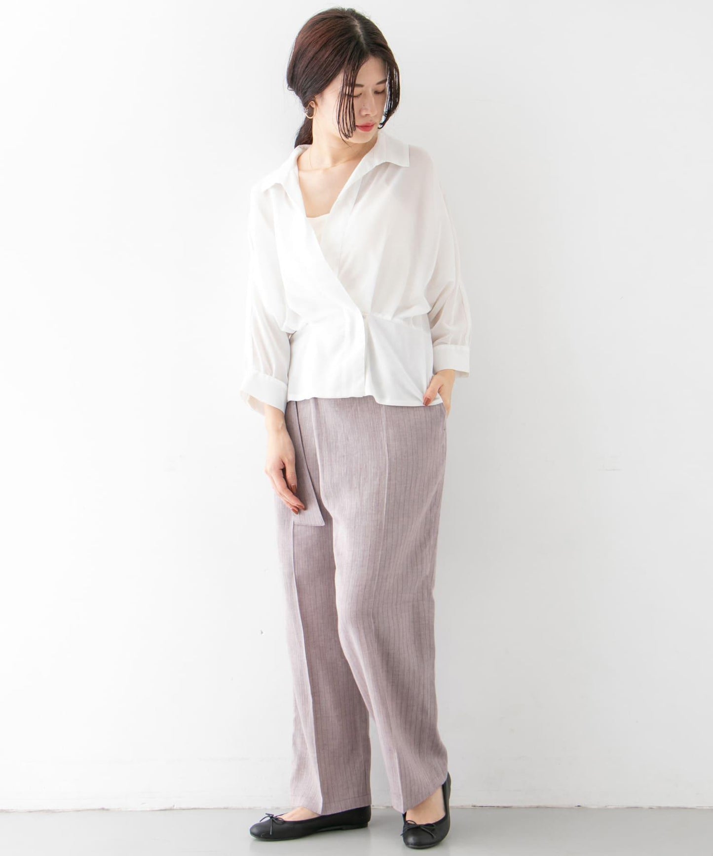 亞麻混紡裹身褲∴