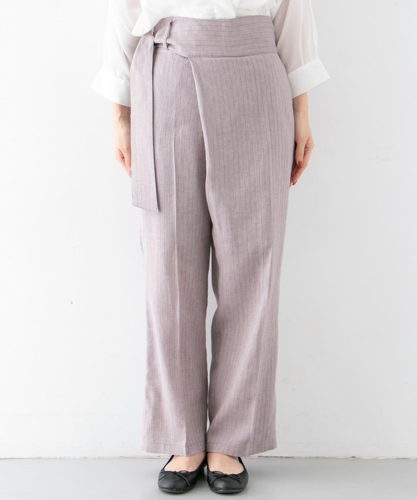 亞麻混紡裹身褲∴