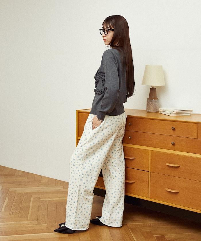 荷葉邊藝術圓領針織開衫