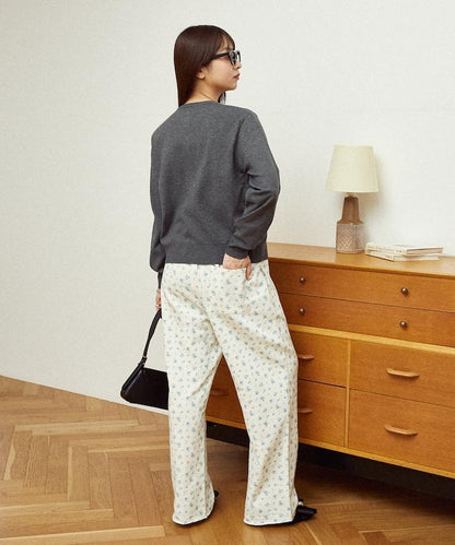 荷葉邊藝術圓領針織開衫