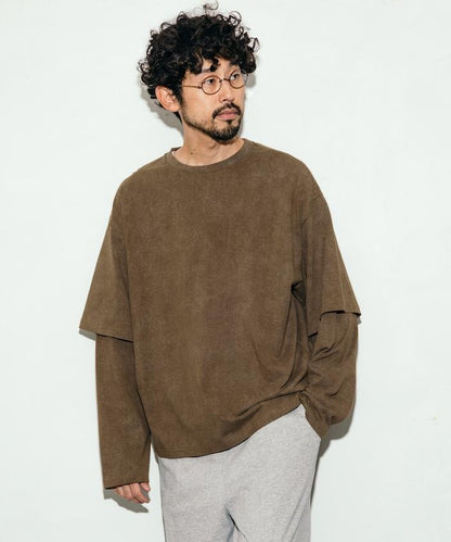 寬鬆版型化學印花疊穿長袖T恤
