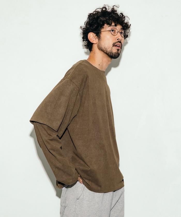 寬鬆版型化學印花疊穿長袖T恤
