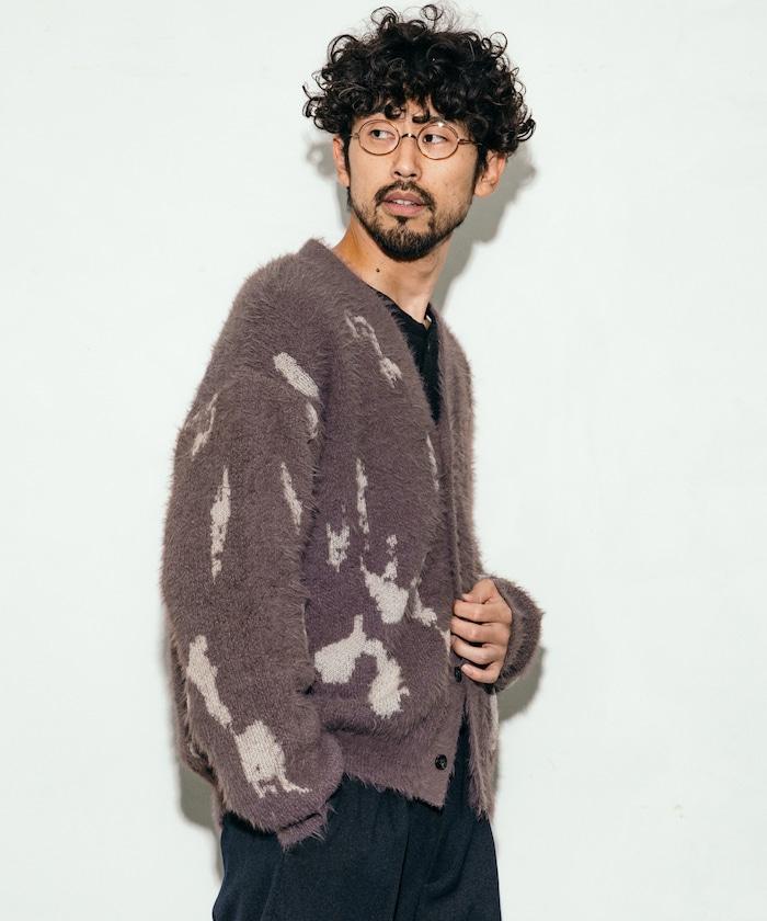 寬鬆版型V領提花針織開衫