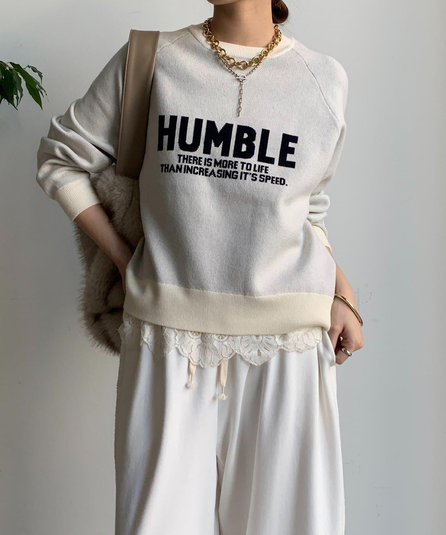 提花標語針織衫