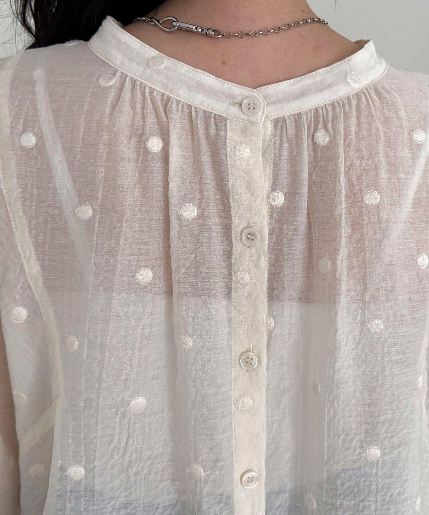 ドット刺繍2WAYブラウス