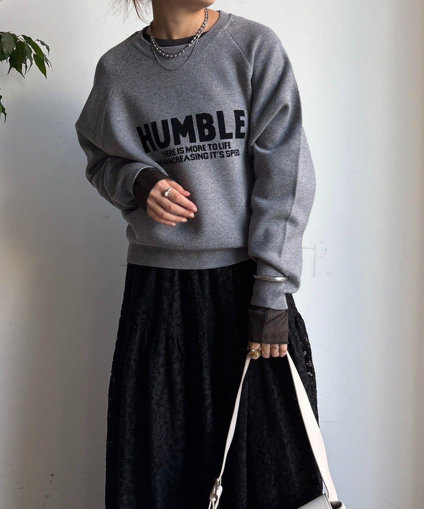 提花標語針織衫