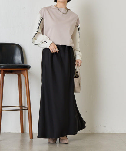 條紋袖針織上衣