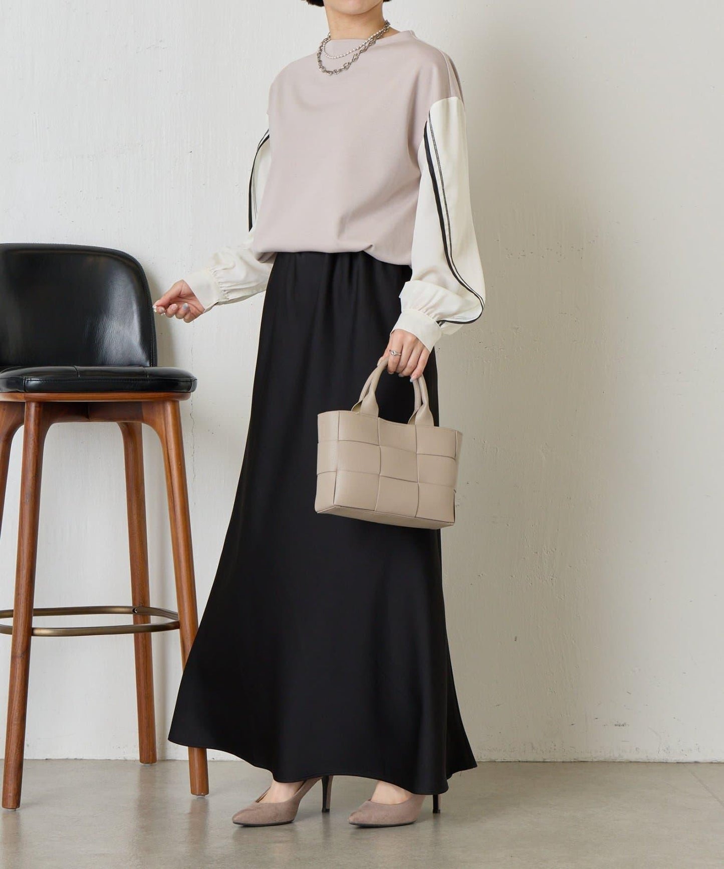 條紋袖針織上衣