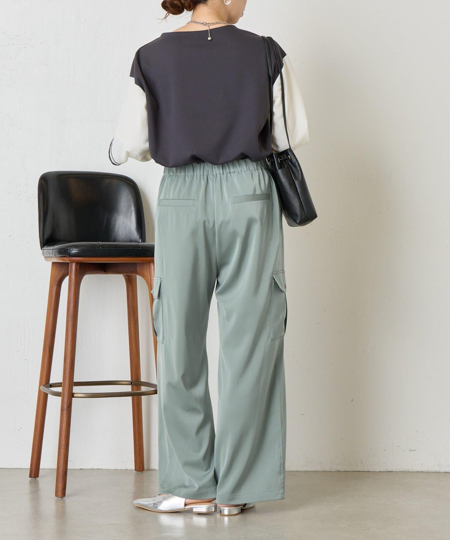 條紋袖針織上衣