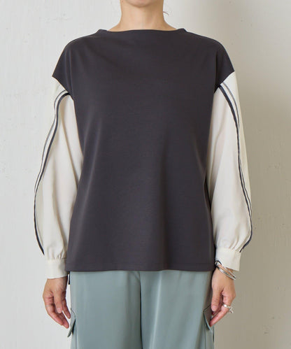 條紋袖針織上衣