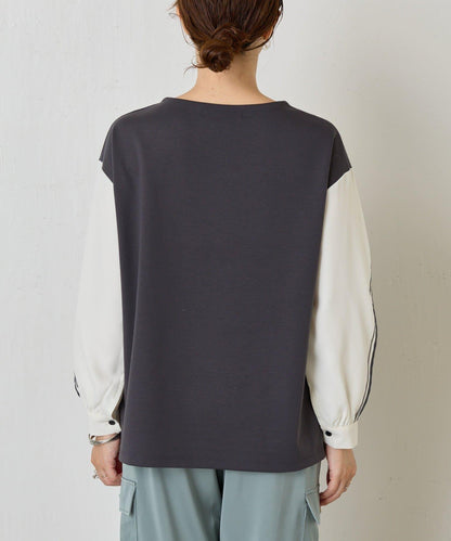 條紋袖針織上衣