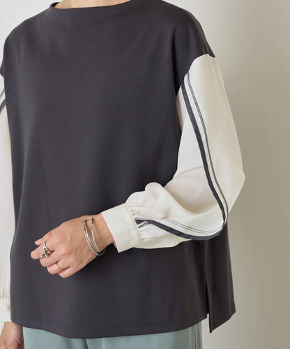 條紋袖針織上衣