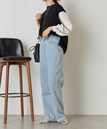 條紋袖針織上衣