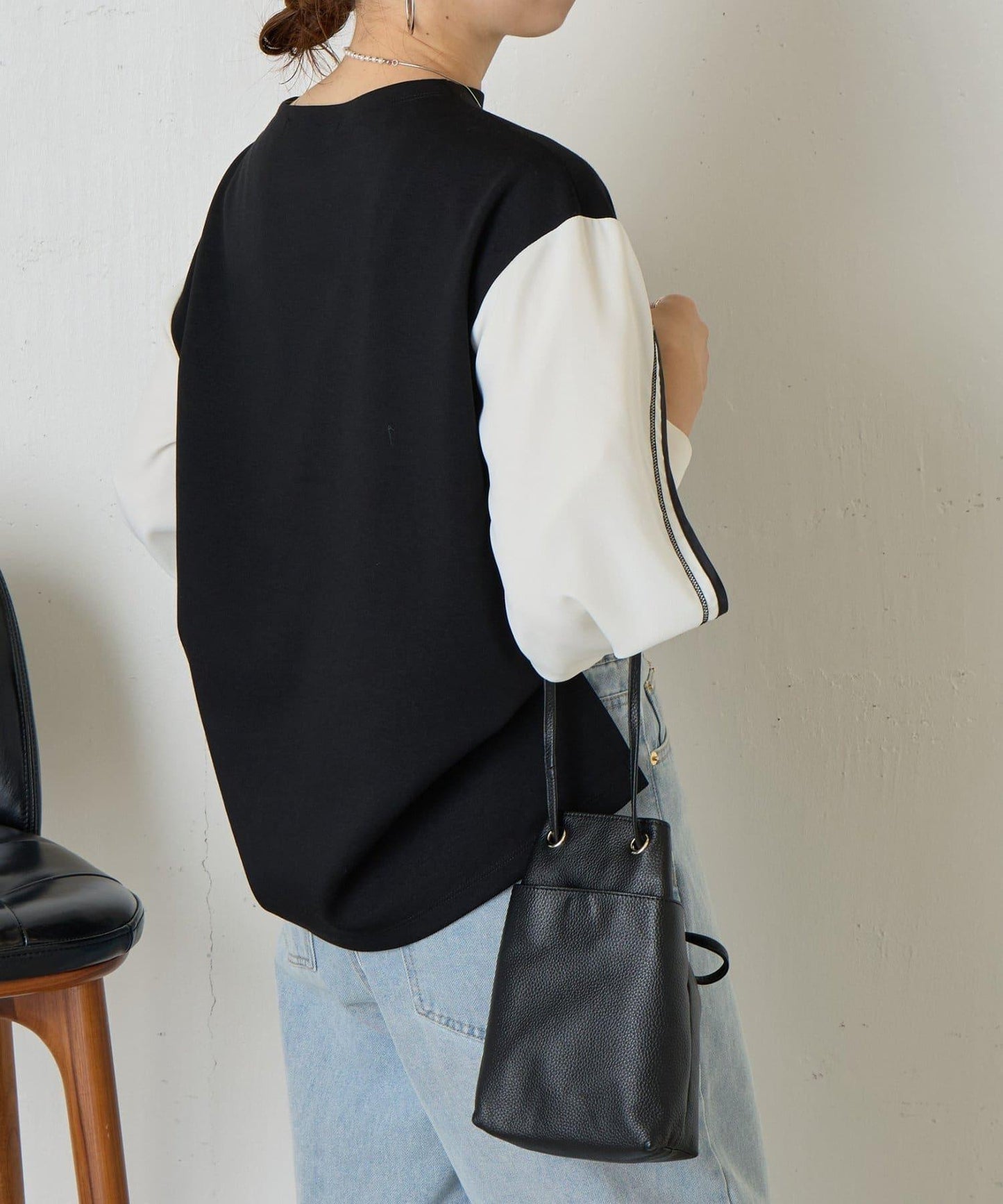 條紋袖針織上衣