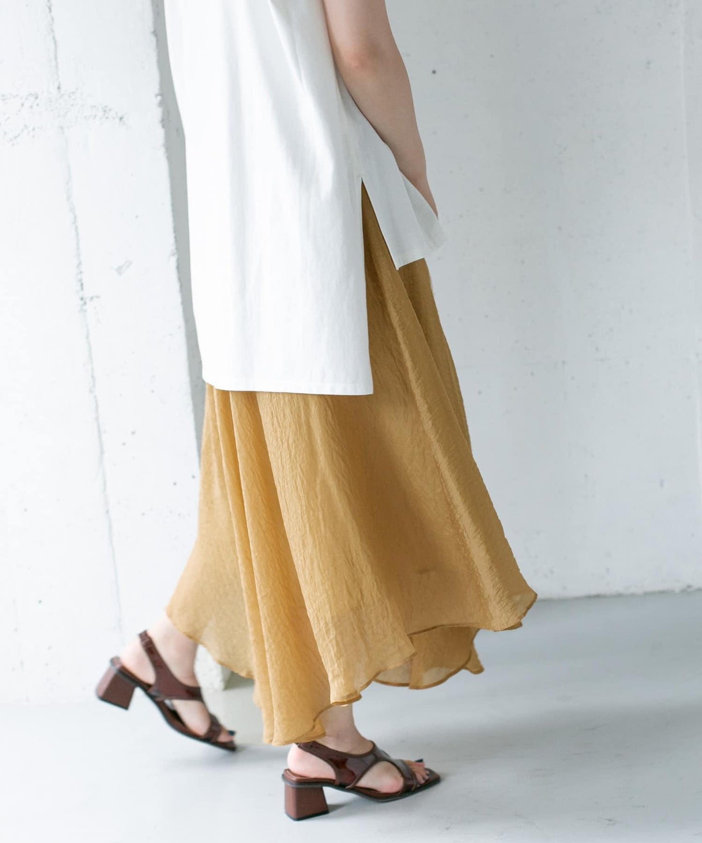 不對稱下襬雪紡長裙