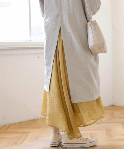 不對稱下襬雪紡長裙