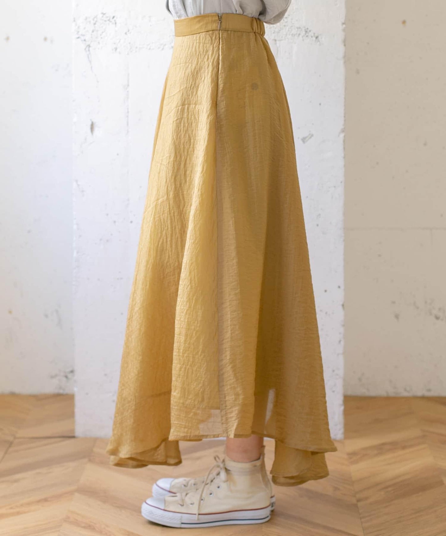 不對稱下襬雪紡長裙