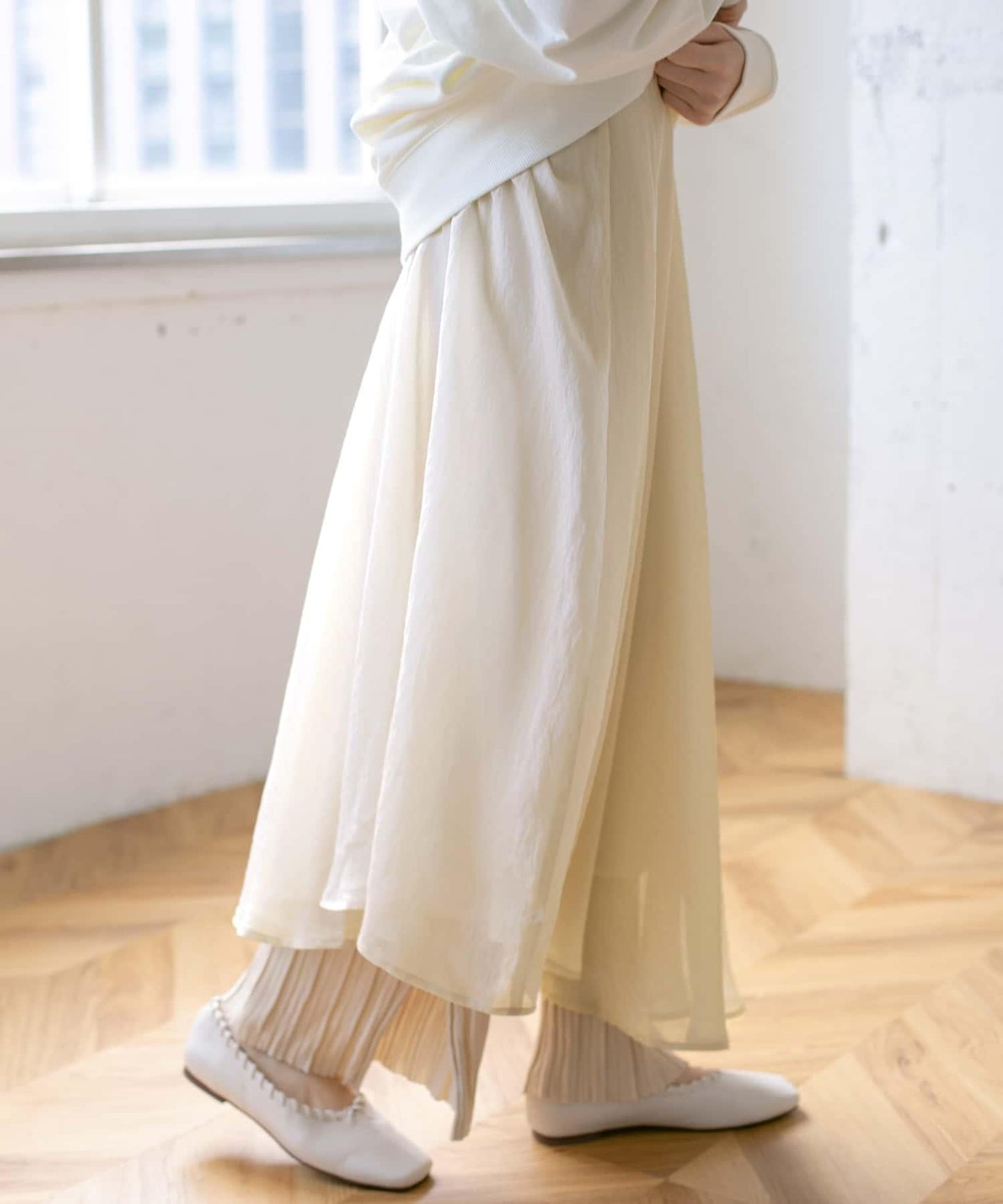 不對稱下襬雪紡長裙