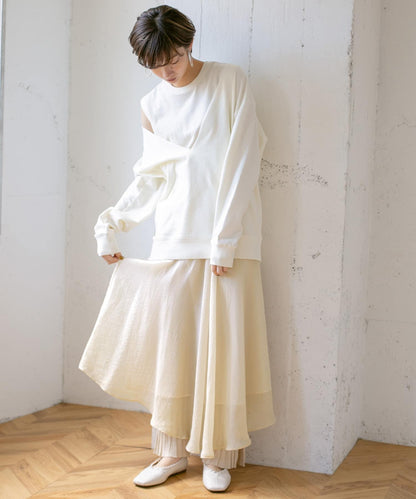 不對稱下襬雪紡長裙