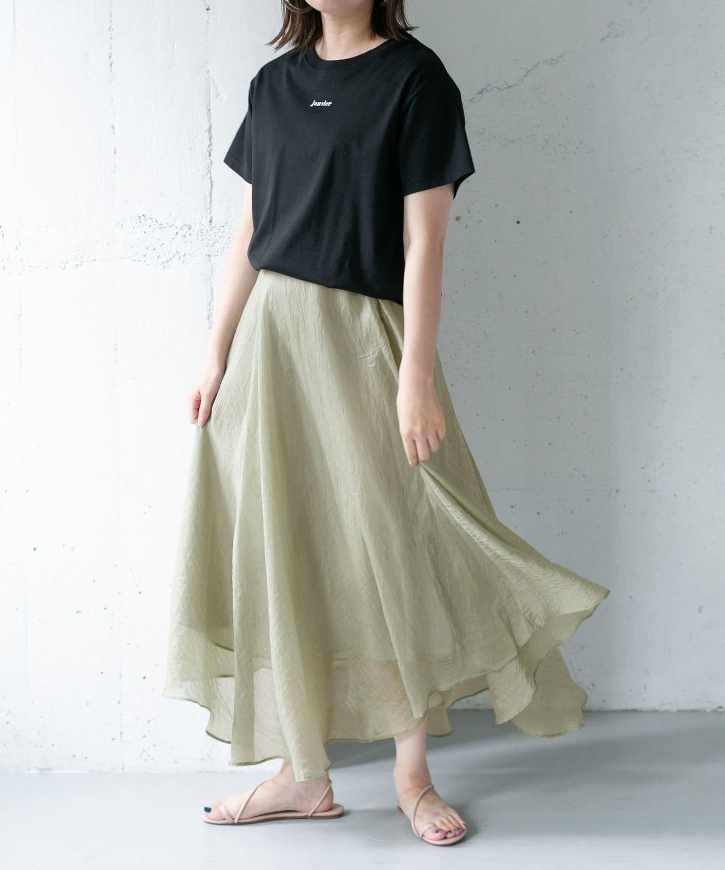 不對稱下襬雪紡長裙