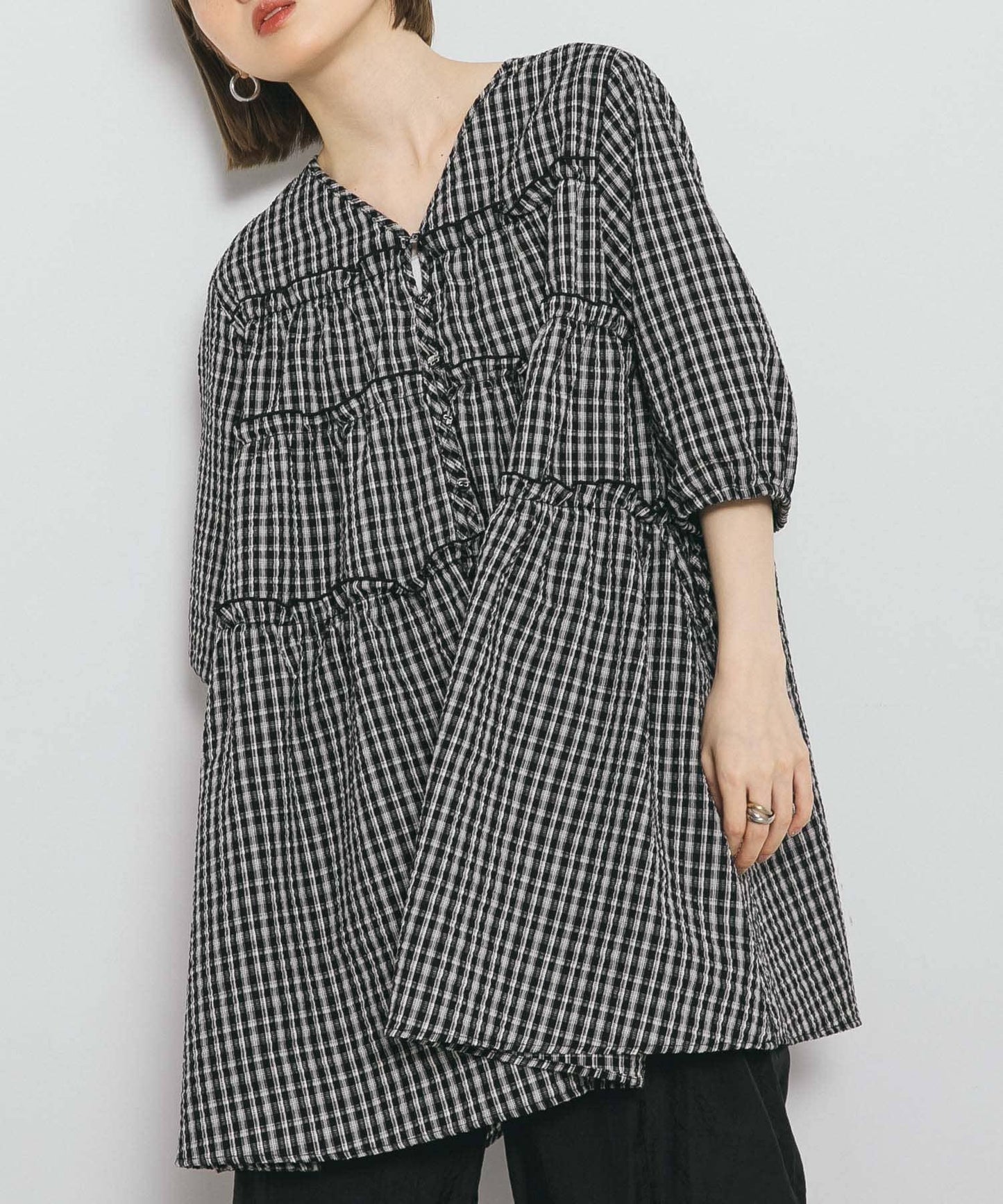 格紋迷你連衣裙