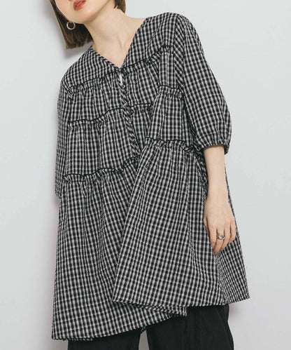 格紋迷你連衣裙