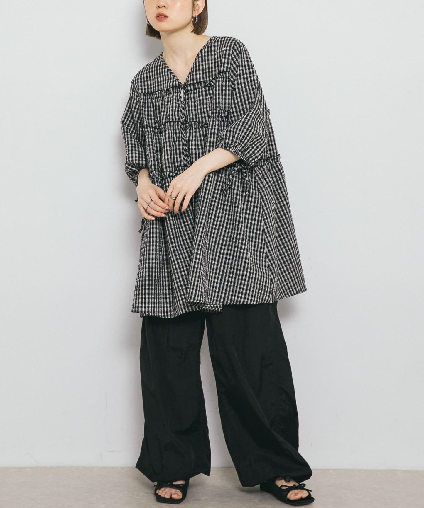 格紋迷你連衣裙