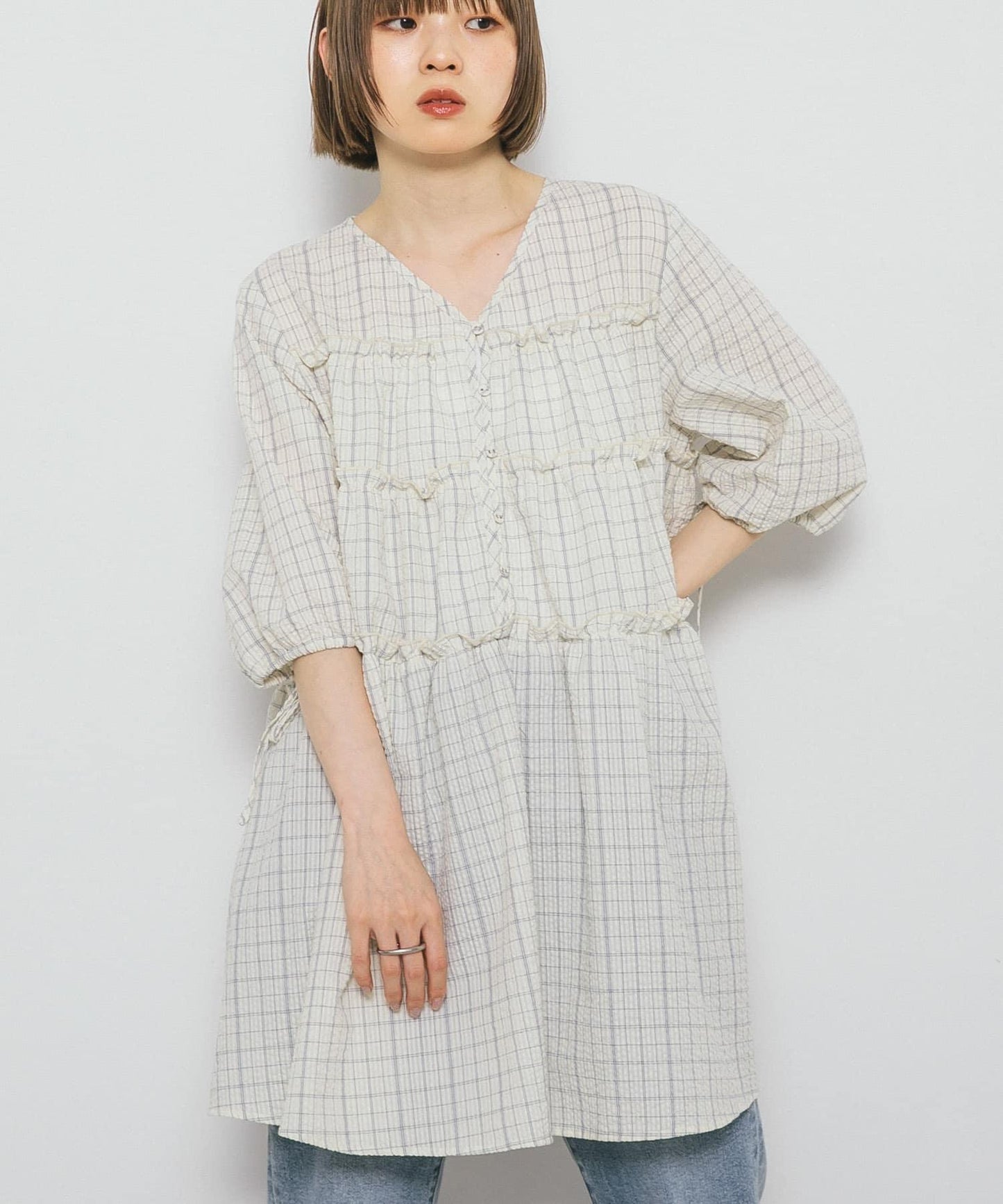 格紋迷你連衣裙