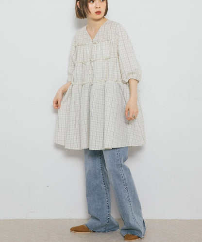 格紋迷你連衣裙