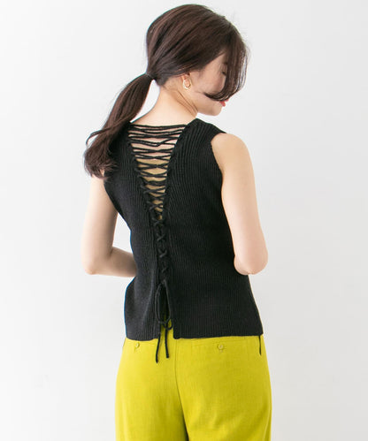 後背繫帶針織套頭衫∴