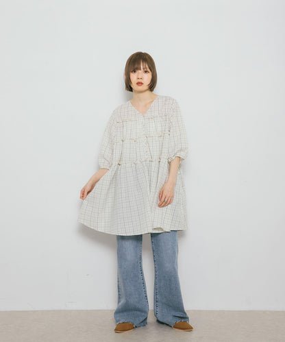 格紋迷你連衣裙