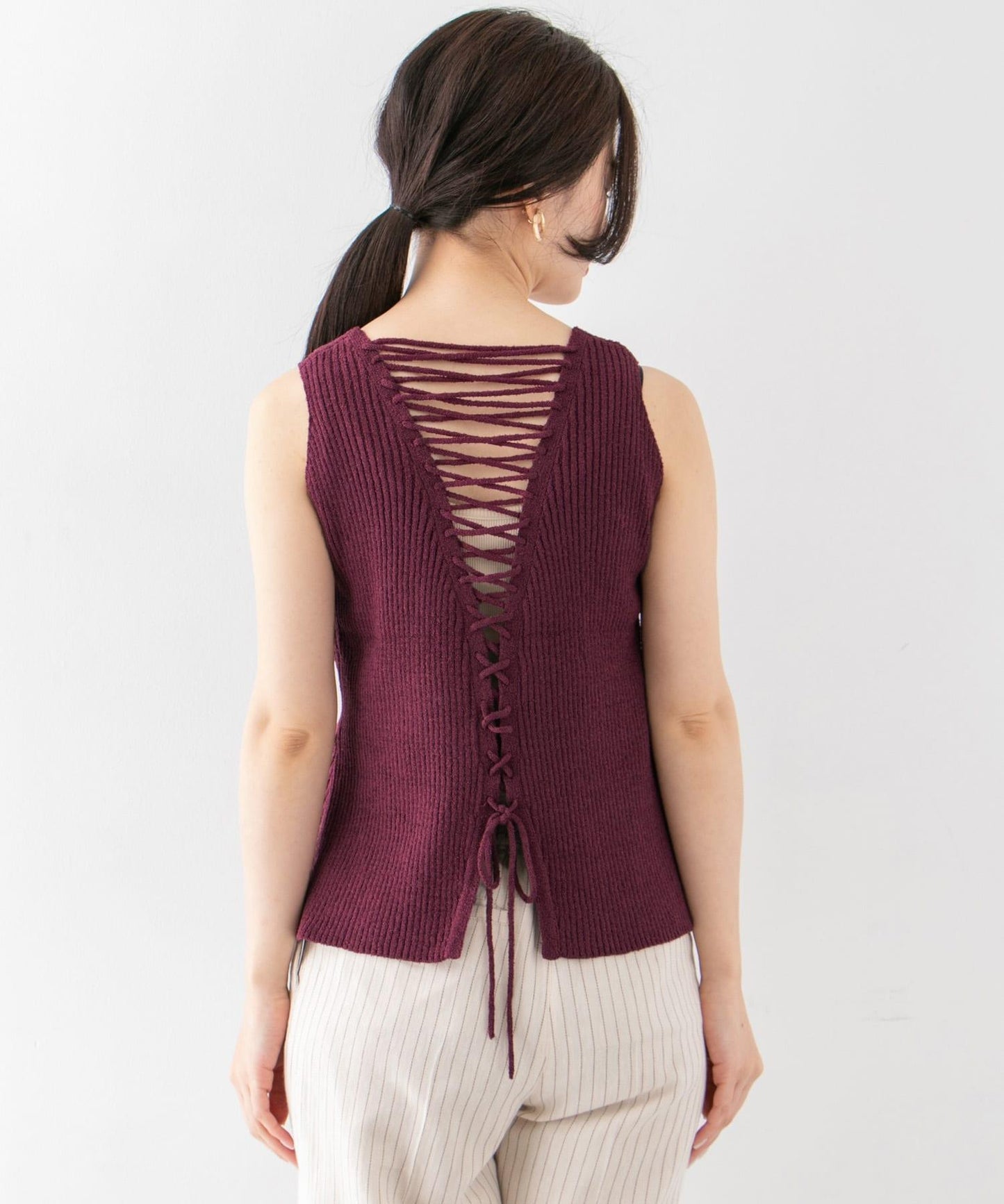 後背繫帶針織套頭衫∴