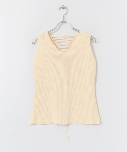 後背繫帶針織套頭衫∴