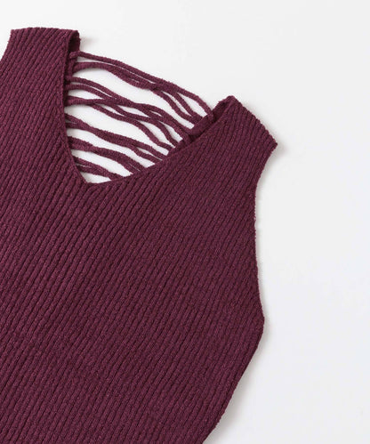 後背繫帶針織套頭衫∴