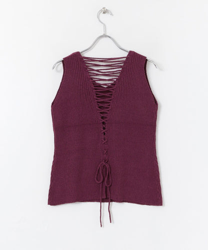 後背繫帶針織套頭衫∴