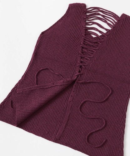 後背繫帶針織套頭衫∴