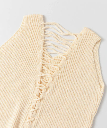 後背繫帶針織套頭衫∴