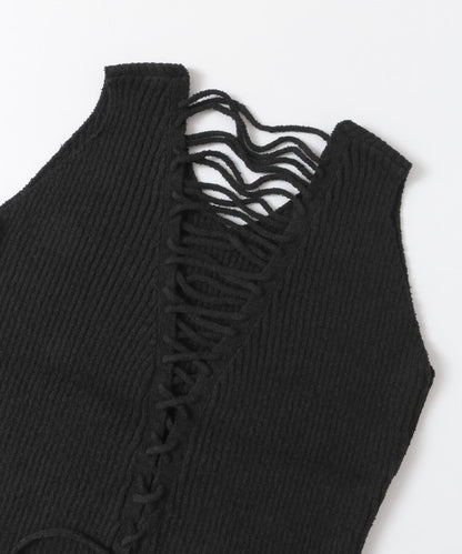 後背繫帶針織套頭衫∴