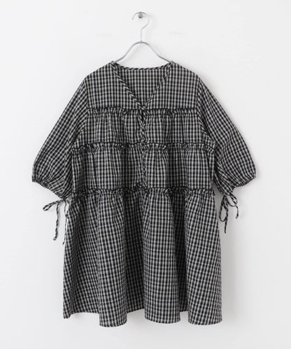 格紋迷你連衣裙