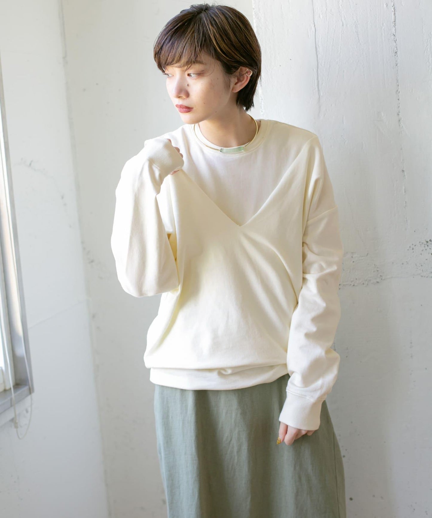 深V領套裝衛衣∴