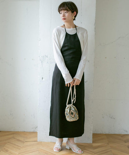 圍裙領連衣裙∴