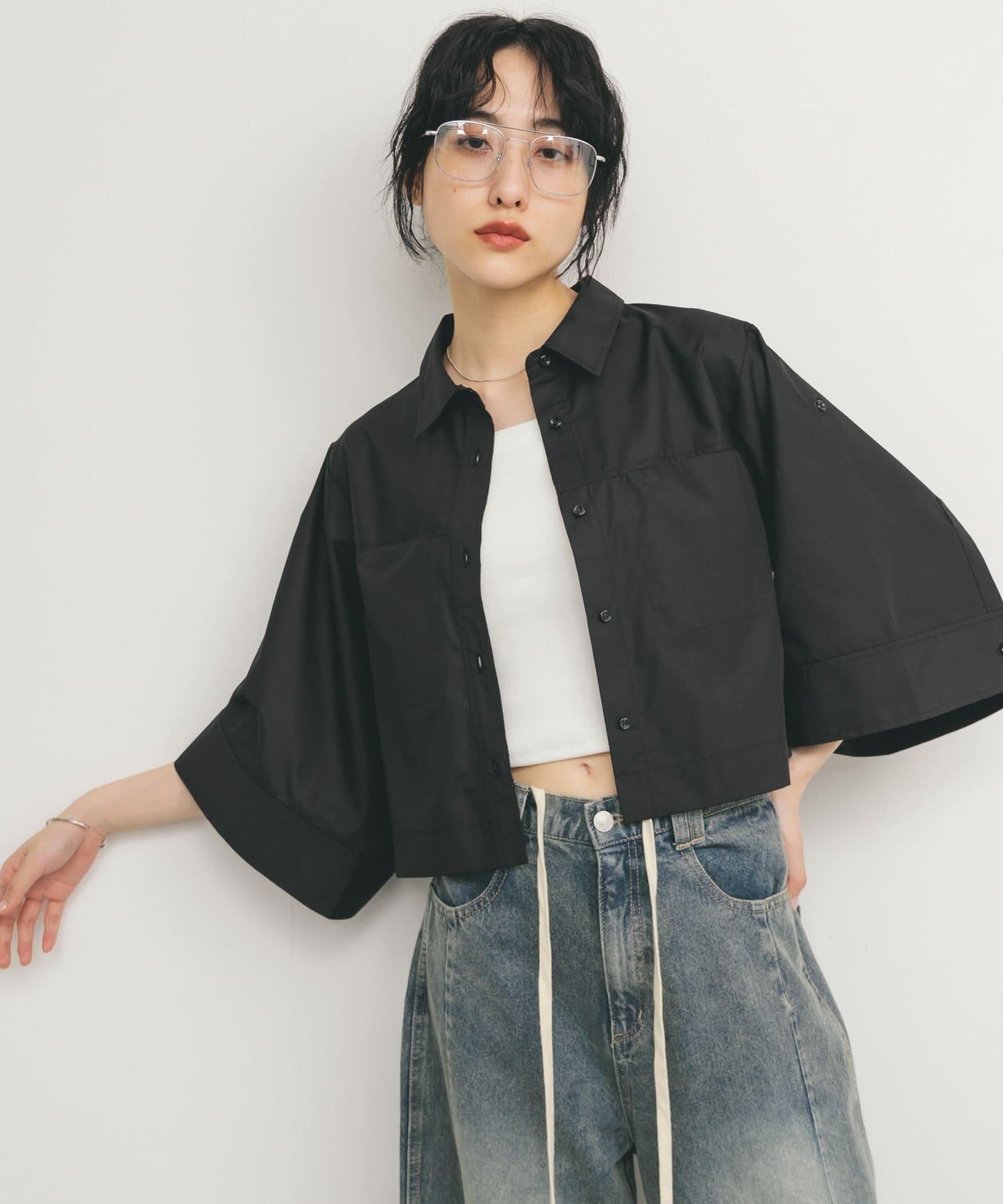 短款五分袖襯衫